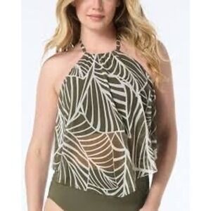 NWT Coco Reef Aura Mesh Ruffle Bra Sized Underwire Tankini Top  34C $96